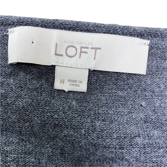 Loft Bow embellished Sweater Cute Sweater Wool rhinestone BowStriped gray Medium - Picture 5 of 9